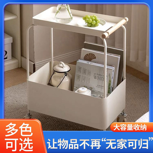 Trolley storage rack ຫ້ອງຮັບແຂກຫ້ອງນອນ sofa iron mobile wheel tea snack side table storage shelf