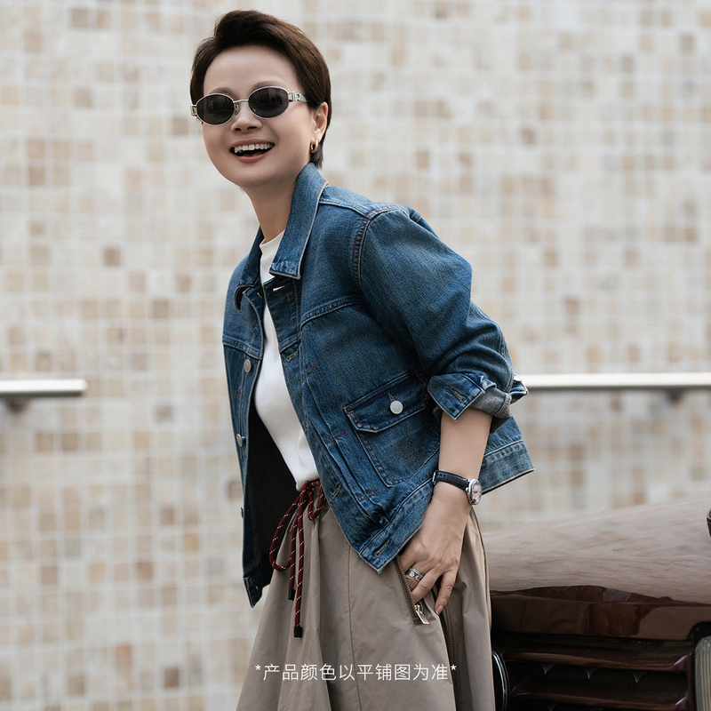 A Tango-Style Petite Women's Fashionable Retro Denim Jacket 2630906