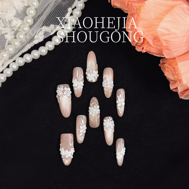 [Xiao He's Home] Purely Handmade, Elaborate Wedding Photography Wearable Nails, Bridal Wedding Nails, Carved Nail Art, 2026 New Style