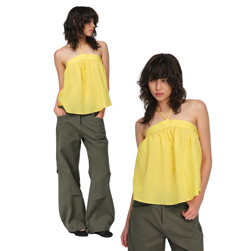 Two Little Guys* Tencel Linen Cotton Holiday Series Hollywood Halter Neck Tie Linen Camisole