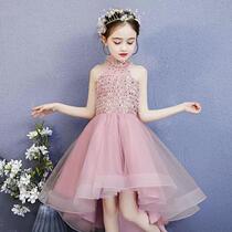 Girl host little girl childrens catwalk evening dress princess dress flower girl piano performance suit trailing fashion