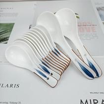 Spoon ceramic spoon household soup small spoon creative cute long handle spoon soup spoon large Japanese style spoon