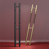 Modern minimalist stainless steel glass door handle with frameless solid wood door handle sliding double door black