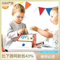 Export the same wooden cash register childrens counting code scanner supermarket shopping toy cashier simulation play house