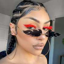 New fashion trend flame sunglasses for men and women metal frameless street photography sunglasses European and American narrow-rimmed glasses S9026