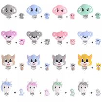 New Silicone Teether Beads Clips Cartoon Animals Baby Teethi