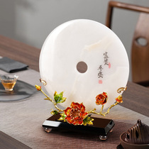 Jade safety buckle ornaments new home move home living room decoration wine cabinet entrance enamel Chinese style furnishings in stock