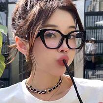 2024 new personalized large frame plain anti-blue light flat mirror Korean version simple computer glasses internet celebrity myopia frame
