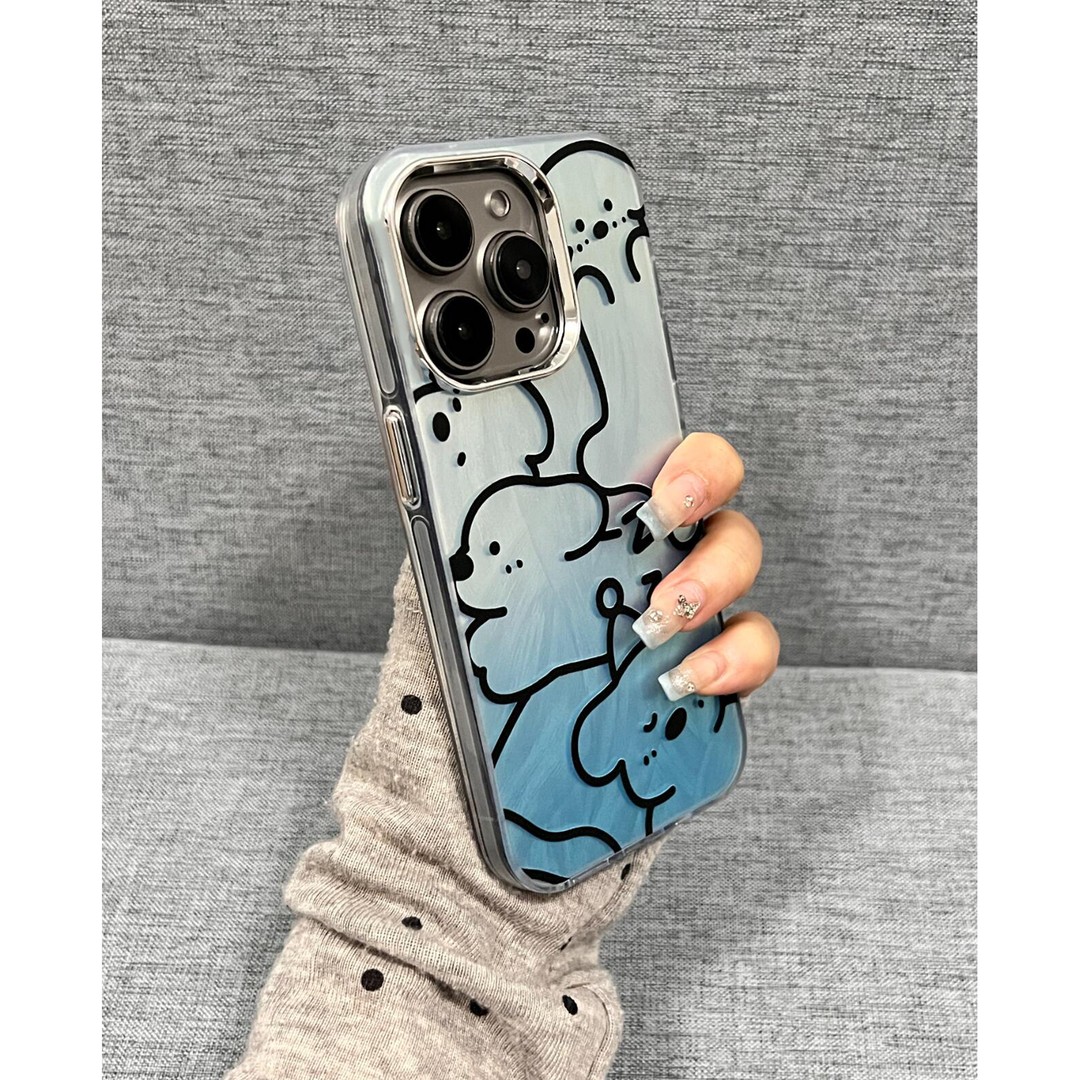 Blue gradient dog suitable for iphone 16promax phone case iPhone 15 Feather yarn 14/13/iQOO12 Huawei Pura70 Xiaomi stand_voghion.com