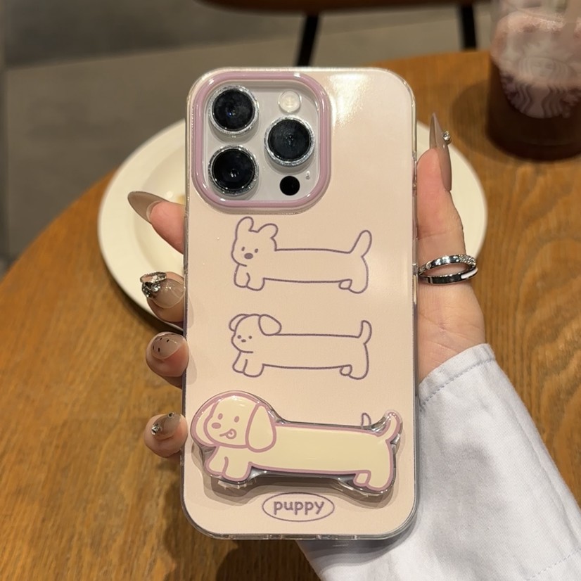 Leichter Ölwelpe geeignet für iPhone 16promax Handyhülle iPhone 15 Federgarn 14/13iQOO12 HW Pura70 Xiaomi Ständer_voghion.com