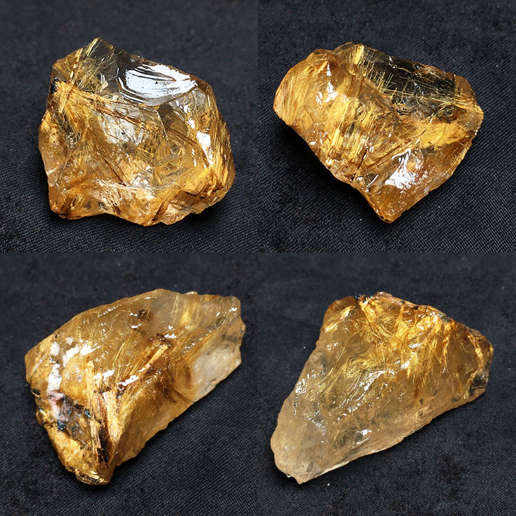 Natural Crystal Golden Rutile Quartz Titanium Crystal Raw Stone Small Gravel Transparent Rainbow Rutile Original Mineral Specimen Landscape Decoration Ornament