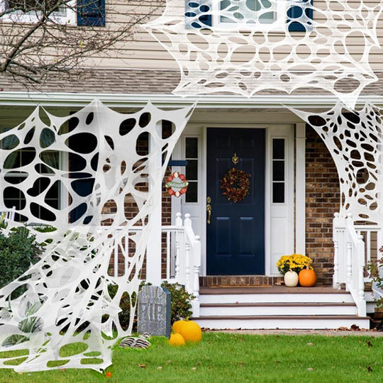 Halloween Decoration with Torn Fabric to Simulate Spider Webs for Outdoor Courtyard, Garden, Lawn, and Venue to Create a Scary Atmosphere
