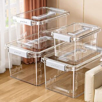 Portable transparent storage box household toy storage box plastic snack storage box car tool debris sorting box