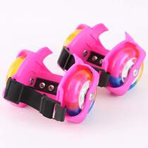 Roller skates light wheels auxiliary light-emitting Heelys skates starry sky wind and fire PU straps four-wheel skates for children