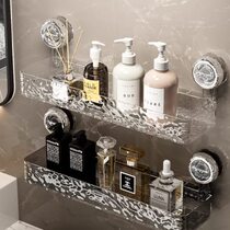 Multifunctional light luxury suction cup water ripple toilet bathroom storage rack washbasin toothbrush cup wall-mounted storage rack