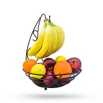 new2in1 Banana Hanger Fruit Bowl Iron Holder Storage Basket
