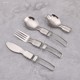 Outdoor tableware camping picnic folding fork and spoon set camping stainless steel three-fold salad spoon fork telescopic spoon