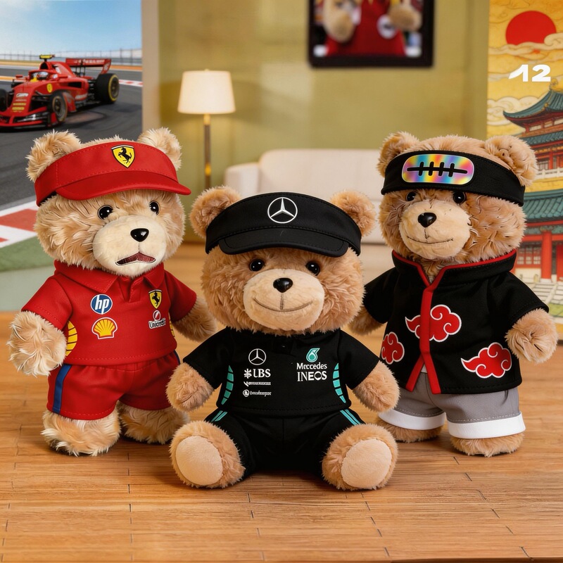15cm Doll Clothes Ted2 Teddy Bear Clothes Cool Plush Pendant Doll Clothes F1 Red Bull Hat Racing Suit Set 15cm Doll Clothes Ted2 Teddy Bear Clothes Cool Plush Pendant Doll Clothes F1 Red Bull Hat Racing Suit Set