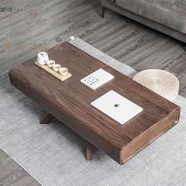 Small apartment light luxury coffee table solid wood black walnut color modern simple simple Nordic living room household small tea table far