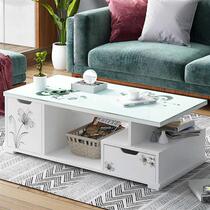 Lebus modern simple tempered glass coffee table living room Nordic coffee table blue pine combination coffee table coffee table TV cabinet