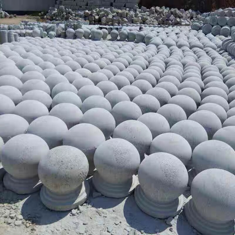 Gansu Stone Ball Roadblock Granite Car Ball Marble Glossy with Base Round Ball Parking Lot Car Stone