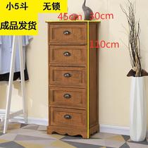 High-end new European style bedside table solid wood lockable small cabinet bedroom drawer storage cabinet retro living room cupboard room