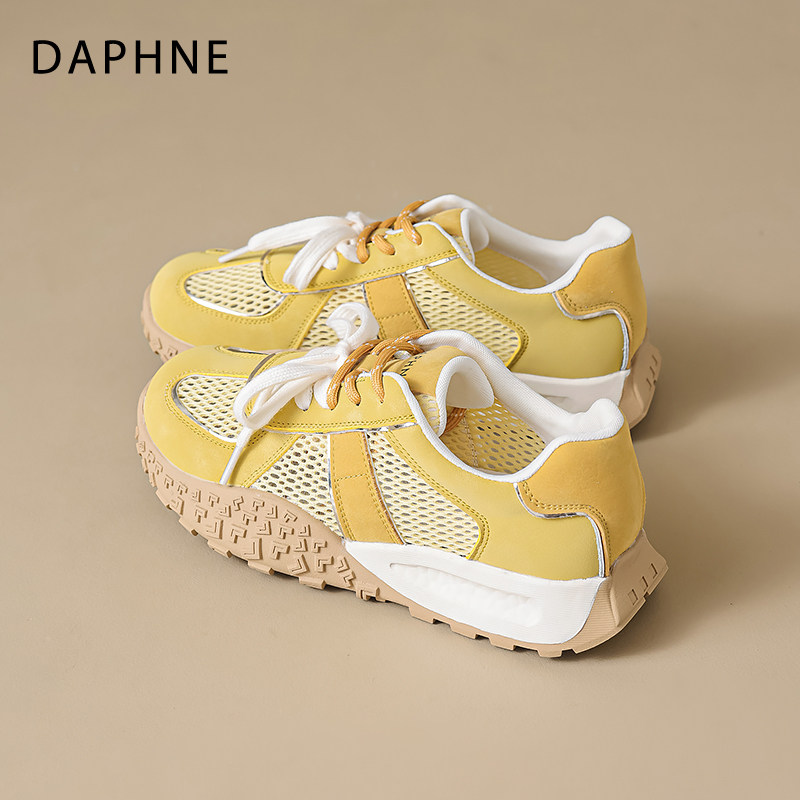 Daphne mesh, желтая немецкая спортивная обувь в немецком стиле, женская летняя новинка 2026 года, взрывная дышащая обувь, женская спортивная сетчатая обувь на толстой подошве