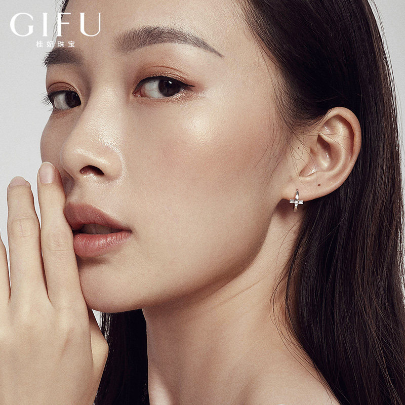 925 Silver Cross Earrings Earrings Earrings Femininity Korean Personality Rose Gold Earrings Sleep Without Picking Earrings