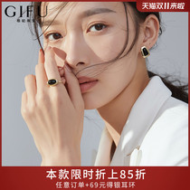 GIFU Sterling Silver Index ring female imitation black agate light luxury retro niche exquisite senior temperament ring