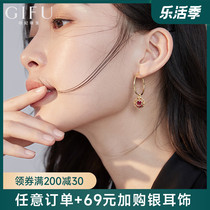 GIFU Superior Sense Pure Silver Ear Ring Female Retro Port Wind Ear Button with a long 202021-year new wave