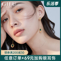 GIFU pure silver ear ring female long style Temperament Style Retro Display Face slim ear pendant Peacock earnestle 2021 new wave