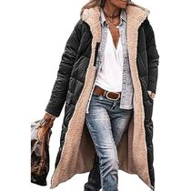 Womens 2023 Warm Winter Coats Reversible Sherpa Fleece Long