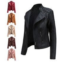 Women Fashion Lace-up Leather Jacket Slim Fit Spring Autumn