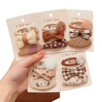 3Pcs Set Flower Embroidery Korean Hair Pin Cute Girls Sweet
