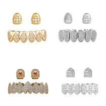 European and American hip-hop braces DIY combination set full of diamonds copper and zirconium popular hip-hop gold teeth grillz