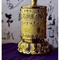 Manikuluo Tibetan household revolving barrel gold barrel electric runner plug-in revolving barrel entrance hall desktop living room decoration ornaments