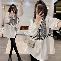 Maternity wear spring and autumn 2024 new suit fashionable fashionable top autumn high-quality shirt two-piece set