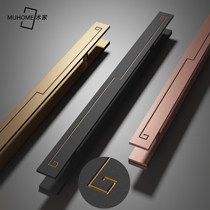 New Chinese style simple glass door handle high-end solid wood door door handle bronze box double door handle black