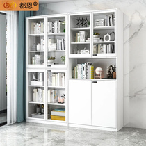  Steel bookcase floor bookcase storage cabinet minimalist glass door display cabinet Domestic dust-proof iron art book