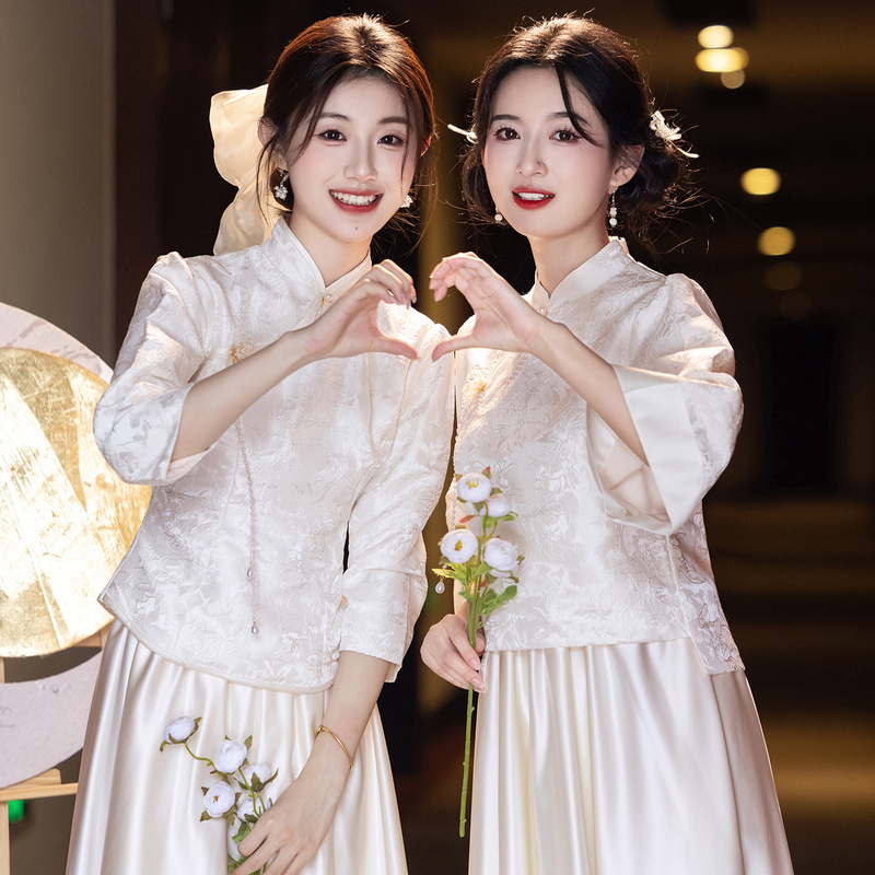 New Chinese-Style Bridesmaid Dresses for Women 2025 New High-End Xiuhe Dresses for Bridesmaid Groups, Suitable for Petite Women and Can Be Worn Casually