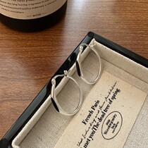 S925 sterling silver Korean style niche design black agate earrings Korean style fashion simple texture frosted ear jewelry