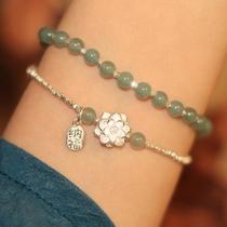 Blue Lotus Heart Natural Blue Water Jade Sterling Silver Bracelet Womens Broken Silver Bracelet Ancient Style New Chinese Style Gift 2024 New Style