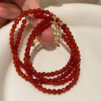 S925 sterling silver red agate white bracelet for girls light luxury style high-end sense simple temperament new Chinese style retro bracelet