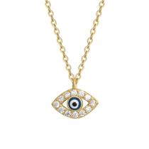 Original S925 sterling silver micro inlaid oil devils eye necklace womens light luxury European and American retro best-selling clavicle chain