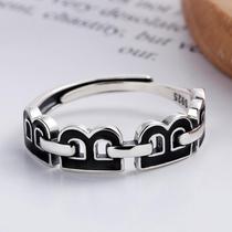 S925 sterling silver letter B epoxy ring womens fashionable personality trendy European and American light luxury internet celebrity niche design ring