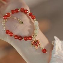 Maple and Bamboo New Chinese Style Bamboo Hetian Jade Bracelet for Girlfriends Ins Niche Design
