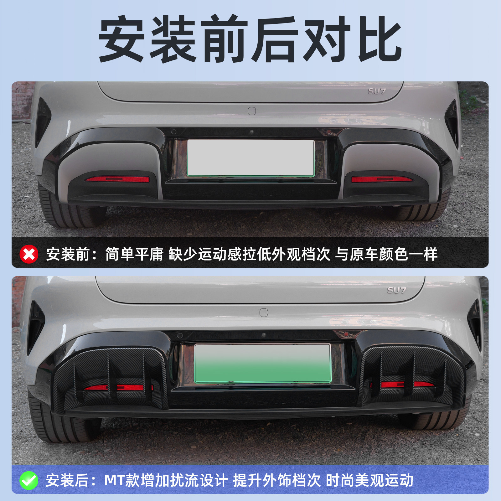 Suitable for Xiaomimi Su7 Rear Spoiler Decorative Frame Rear Fog Light Trim Strip Modification Protective Cover Exterior Accessories