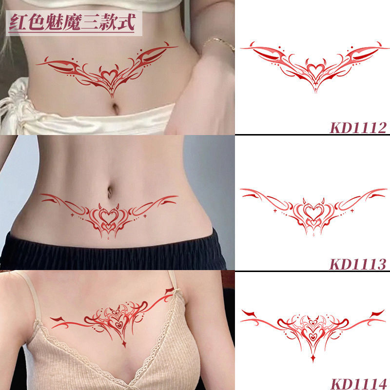 Sexy Heart Succubus Colorful Tattoo Stickers, Long-Lasting and Waterproof, ins Cool Trendy Pure Desire Hot Girl Designs for Waist and Chest, Washable Sexy Heart Succubus Colorful Tattoo Stickers, Long-Lasting and Waterproof, ins Cool Trendy Pure Desire Hot Girl Designs for Waist and Chest, Washable