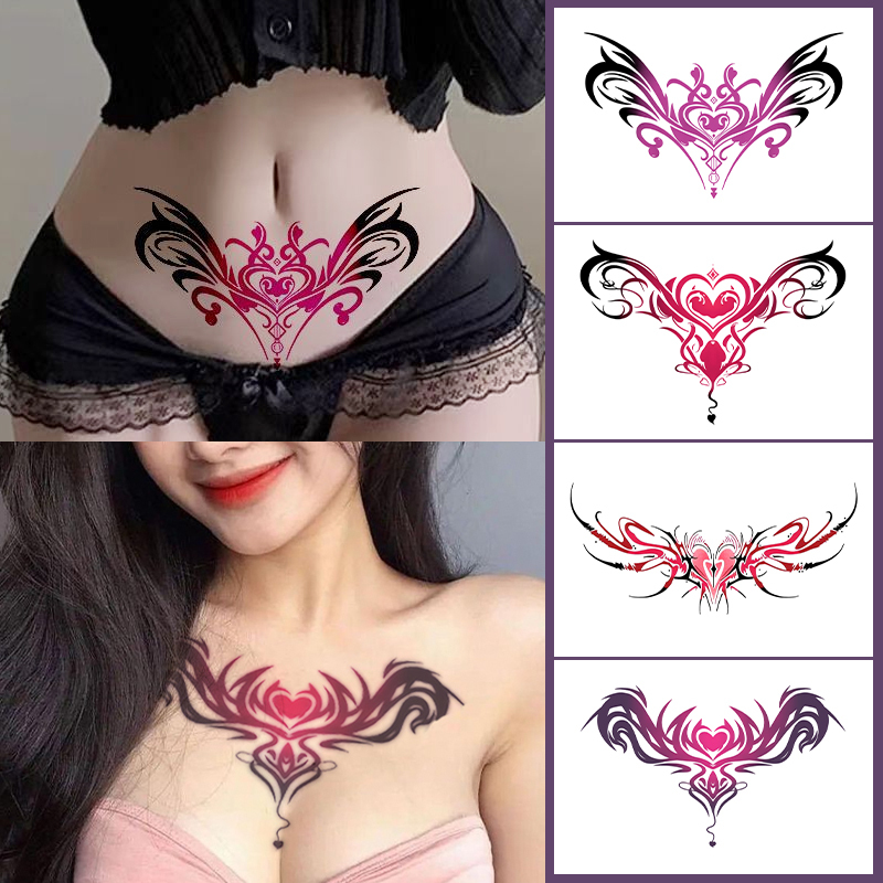 Washable Disposable Erotic Couple Succubus Tattoo Stickers Waterproof Long-Lasting High-End Waist Chest Sexy Scar Cover