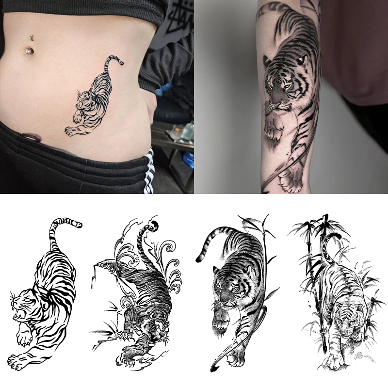 Domineering Beast Tiger Herbal Juice Tattoo Sticker Semi-Permanent Waterproof ins Long-Lasting Arm Waist Hot Girl Realistic